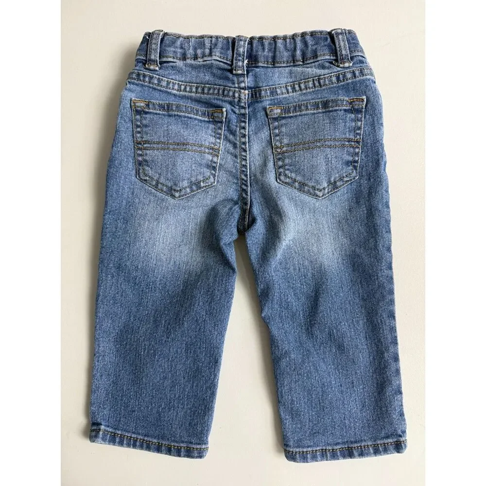 OshKosh B'gosh Denim Baby Blue Jeans Adjustable Waist Size 12 Months 12M